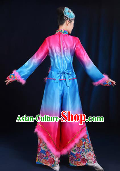 Traditional Chinese Yangko Fan Dance Group Dance Winter Clothing Folk Dance Stage Performance Costume for Women