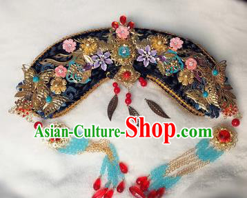 Traditional Chinese Qing Dynasty Imperial Consort Tassel Headwear Ancient Palace Manchu Hair Accessories for Women