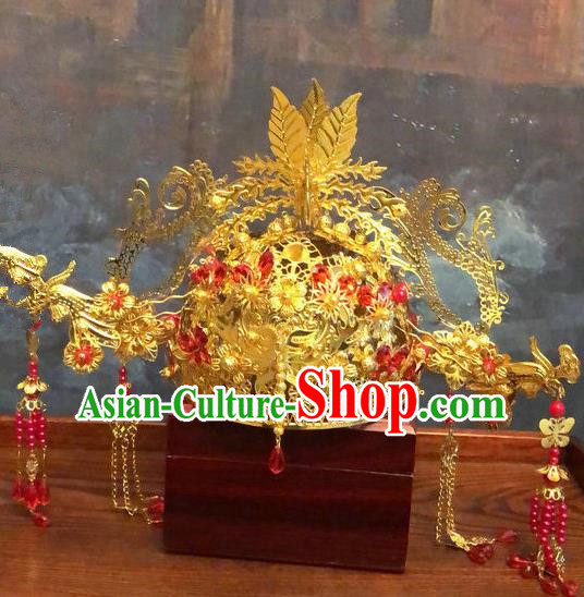 Traditional Chinese Ming Dynasty Queen Hairpins Phoenix Coronet Handmade Ancient Palace Hair Accessories for Women