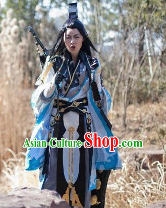 Traditional Chinese Cosplay Taoist Priest Clothing Ancient Swordsman Embroidered Costume for Men