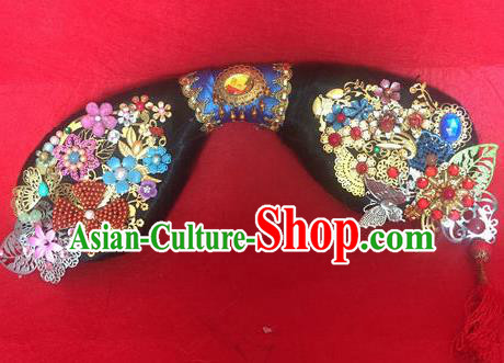 Traditional Chinese Qing Dynasty Princess Headwear Ancient Manchu Lady Hair Accessories for Women