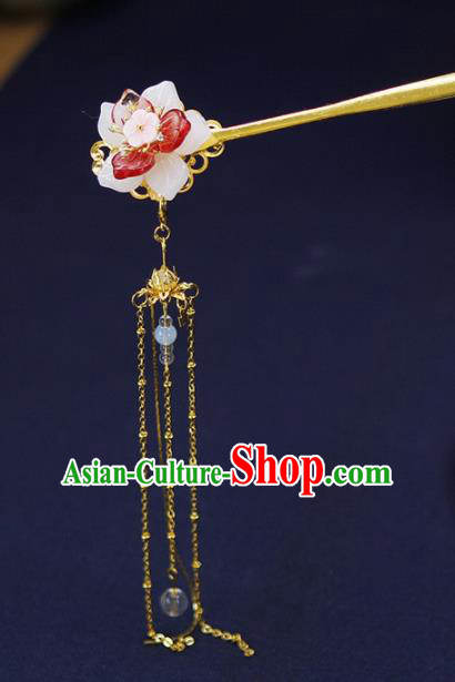 Traditional Chinese Wedding Tassel Step Shake Peach Blossom Hairpins Handmade Ancient Bride Hair Accessories for Women