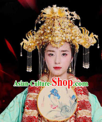 Traditional Chinese Handmade Queen Wedding Phoenix Coronet Hairpins Ancient Imperial Empress Hair Accessories for Women