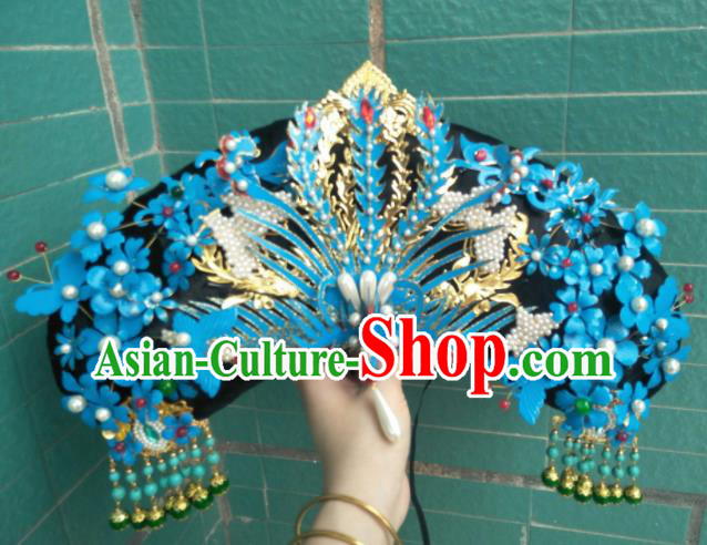 Traditional Chinese Handmade Qing Dynasty Queen Cloisonne Phoenix Coronet Hairpins Ancient Imperial Consort Hair Accessories for Women