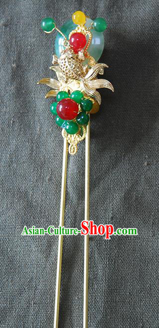 Handmade Chinese Ancient Princess Jade Hairpins Headwear Hair Accessories for Women