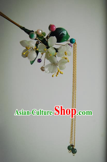 Handmade Chinese Ancient Princess Green Peach Blossom Hairpins Hair Clip Headwear Hair Accessories for Women