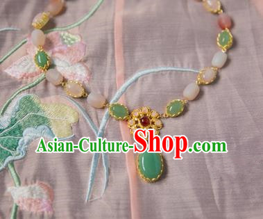 Chinese Handmade Hanfu Jade Necklace Traditional Ancient Princess Necklet Jewelry Accessories for Women