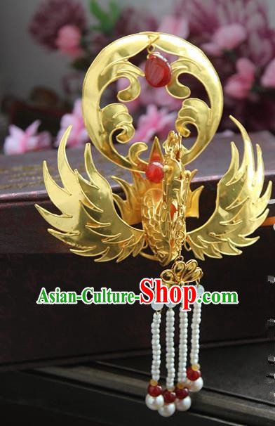 Chinese Handmade Hanfu Phoenix Coronet Hairpins Traditional Ancient Princess Hair Accessories for Women