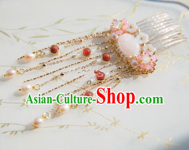 Chinese Handmade Hanfu Pearls Tassel Hair Comb Hairpins Traditional Ancient Princess Hair Accessories for Women