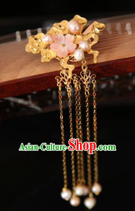 Chinese Handmade Hanfu Hairpins Pearls Tassel Cloud Hair Claw Traditional Ancient Princess Hair Accessories for Women