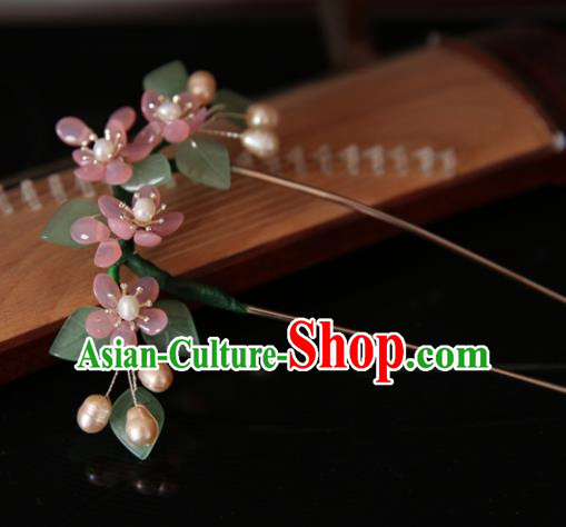 Chinese Handmade Hanfu Flowers Hairpins Tassel Hair Clip Traditional Ancient Princess Hair Accessories for Women