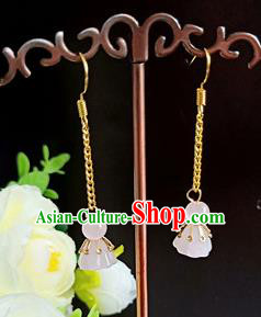 Handmade Chinese Classical Jade Lotus Seedpod Ear Accessories Ancient Princess Hanfu Earrings for Women