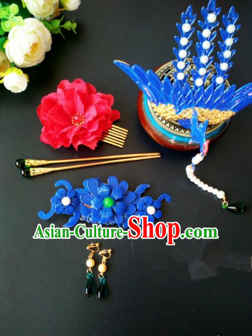Chinese Handmade Hanfu Palace Phoenix Tassel Hairpins Traditional Ancient Princess Hair Accessories for Women