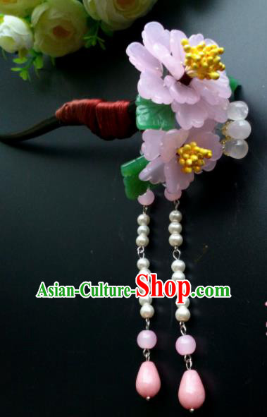 Chinese Handmade Hanfu Palace Pearls Tassel Peony Hairpins Traditional Ancient Princess Hair Accessories for Women
