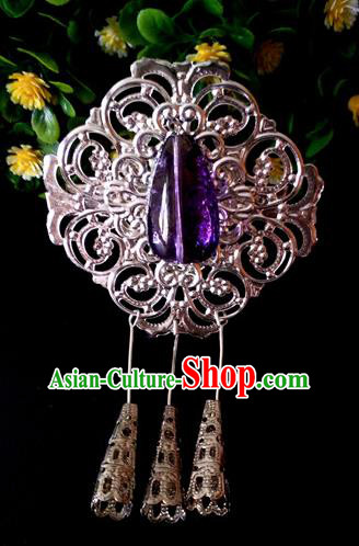 Chinese Handmade Hanfu Palace Hairpins Purple Crystal Hair Claw Traditional Ancient Princess Hair Accessories for Women