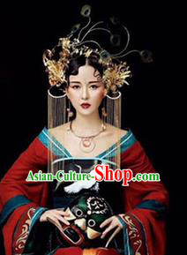 Traditional Chinese Handmade Tassel Phoenix Coronet Hanfu Hairpins Ancient Imperial Consort Hair Accessories for Women