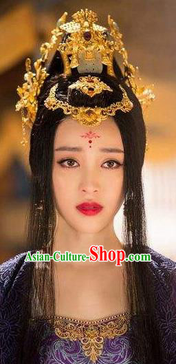Handmade Chinese Traditional Hanfu Hairpins Jade Phoenix Coronet Ancient Tang Dynasty Queen Hair Accessories for Women