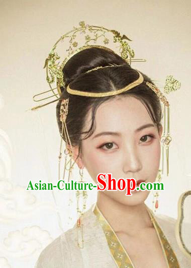 Chinese Handmade Hanfu Tang Dynasty Hairpins Phoenix Coronet Traditional Ancient Imperial Consort Hair Accessories for Women