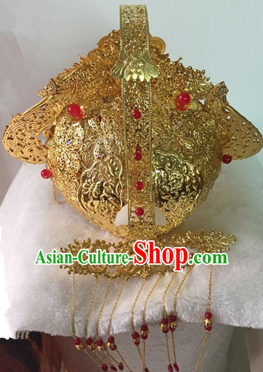 Chinese Handmade Hanfu Jade Phoenix Coronet Wedding Hairpins Traditional Ancient Imperial Consort Hair Accessories for Women