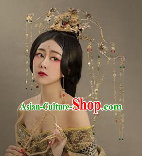 Chinese Handmade Hanfu Tang Dynasty Palace Tassel Phoenix Coronet Hairpins Traditional Ancient Imperial Consort Hair Accessories for Women
