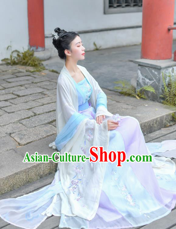 Chinese Ancient Imperial Consort Embroidered Hanfu Dress Traditional Tang Dynasty Royal Court Historical Costume for Women