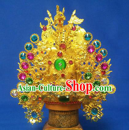 Handmade Chinese Ancient Goddess Queen Hat Golden Phoenix Coronet Hairpins Traditional Hanfu Hair Accessories for Women