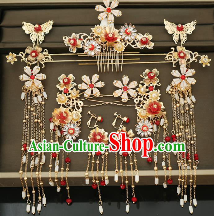 Handmade Chinese Ancient Wedding Hair Comb Hairpins Traditional Bride Hanfu Hair Accessories for Women