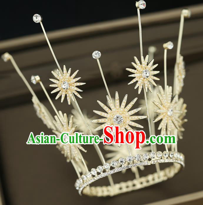 Top Grade Handmade Baroque Bride Royal Crown Princess Wedding Hair Accessories for Women