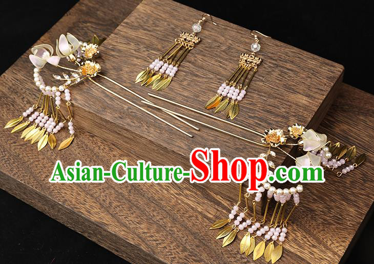 Handmade Chinese Wedding Tassel Hair Clips Hairpins Ancient Traditional Hanfu Hair Accessories for Women