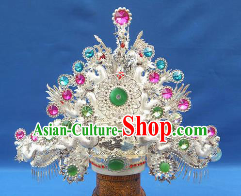 Handmade Chinese Queen Crystal Phoenix Coronet Hairpins Ancient Traditional Hanfu Hair Accessories for Women