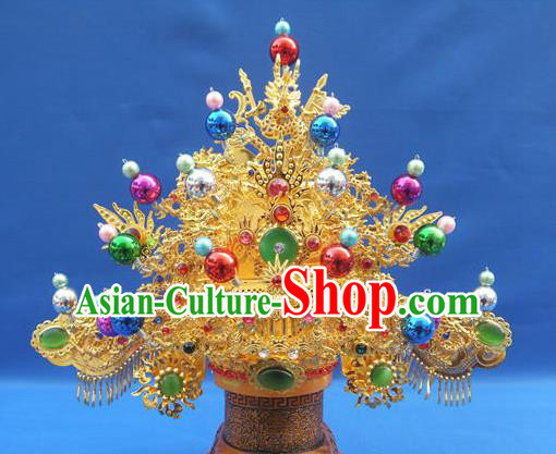 Handmade Chinese Ancient Goddess Queen Golden Phoenix Coronet Hairpins Traditional Hanfu Hair Accessories for Women
