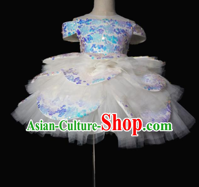 Top Grade Stage Show Dance Compere Bubble Full Dress Catwalks Court Princess Costume for Kids