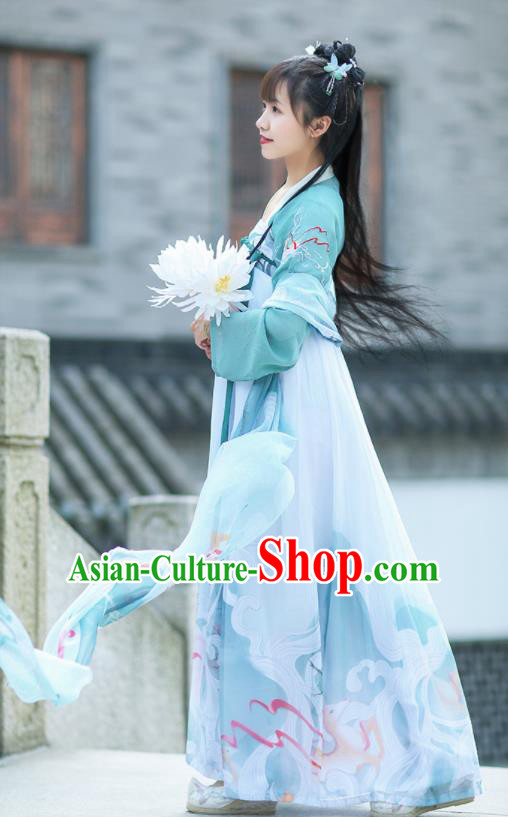 Chinese Tang Dynasty Imperial Princess Embroidered Hanfu Dress Traditional Ancient Court Lady Historical Costume for Women