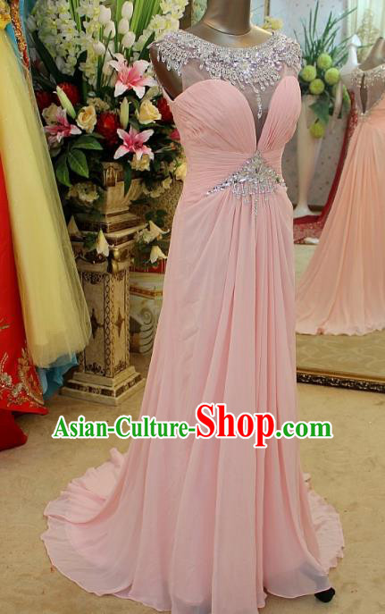 Top Grade Modern Fancywork Pink Formal Dress Compere Catwalks Costume for Women