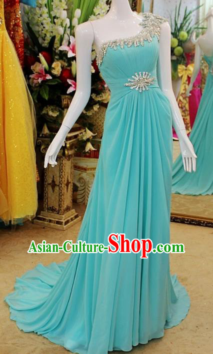Top Grade Modern Fancywork Single Shoulder Formal Dress Compere Catwalks Costume for Women