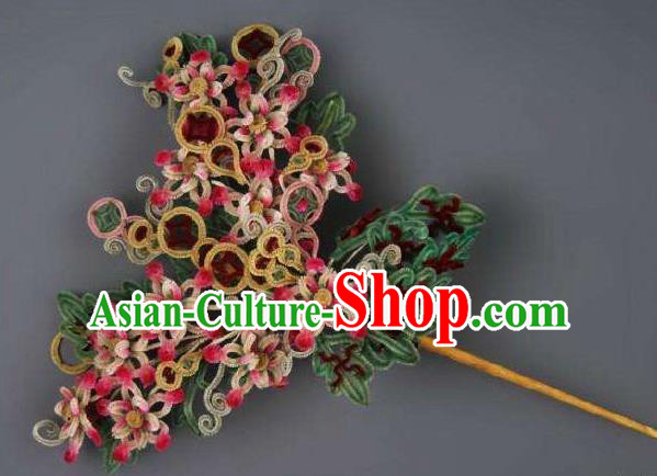 Chinese Handmade Velvet Hairpins Ancient Palace Queen Hair Accessories Headwear for Women