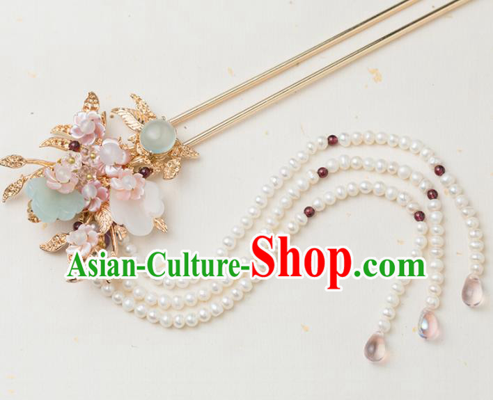 Chinese Handmade Hanfu Hairpins Beads Tassel Step Shake Ancient Princess Hair Accessories Headwear for Women