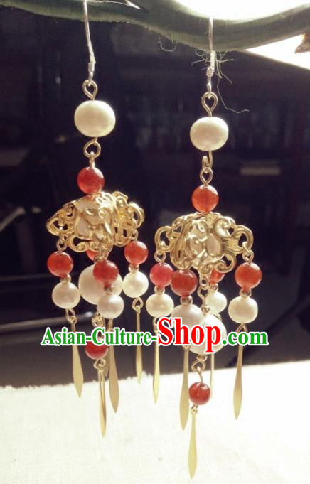 Handmade Chinese Classical Earrings Ancient Palace Hanfu Ear Accessories for Women