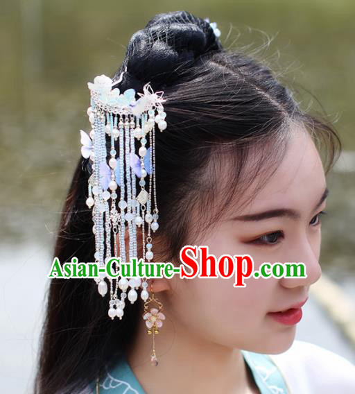 Chinese Handmade Hanfu Hair Crown Tassel Hairpins Ancient Princess Hair Accessories Headwear for Women