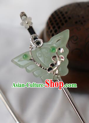 Chinese Handmade Hanfu Jade Butterfly Hair Clip Hairpins Ancient Palace Princess Hair Accessories Headwear for Women