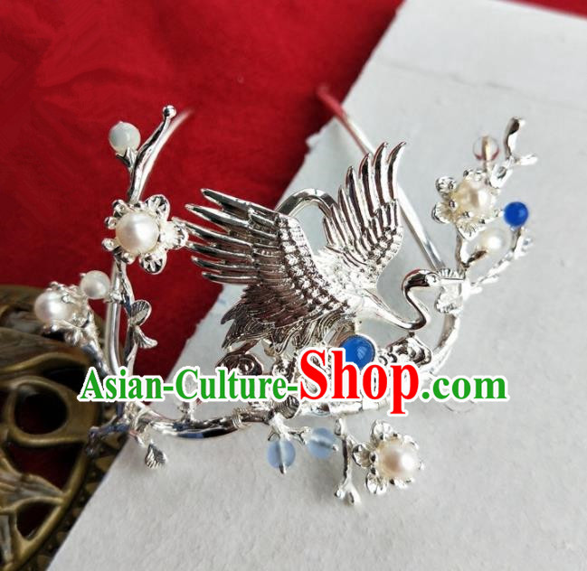 Chinese Handmade Hanfu Crane Hair Clip Hairpins Ancient Palace Princess Hair Accessories Headwear for Women