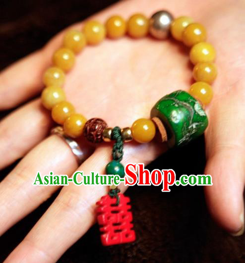 Handmade Chinese Classical Bracelet Ancient Palace Coral Wedding Hanfu Bangle Accessories for Women