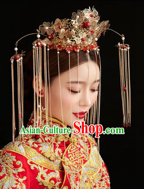 Chinese Handmade Palace Queen Phoenix Coronet Hairpins Ancient Hair Accessories Headwear for Women