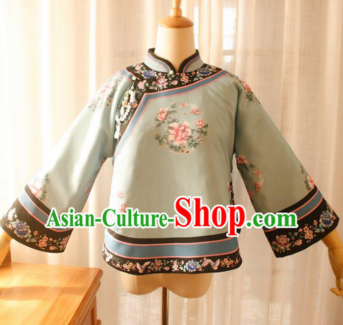 Chinese National Classical Green Blouse Traditional Tang Suit Upper Outer Garment for Women