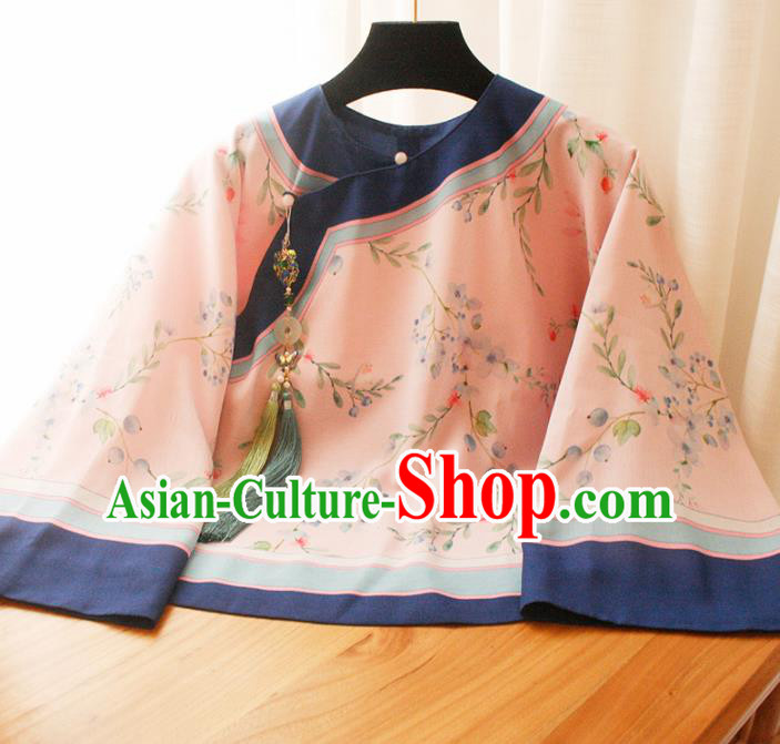 Chinese National Classical Pink Blouse Traditional Tang Suit Upper Outer Garment for Women