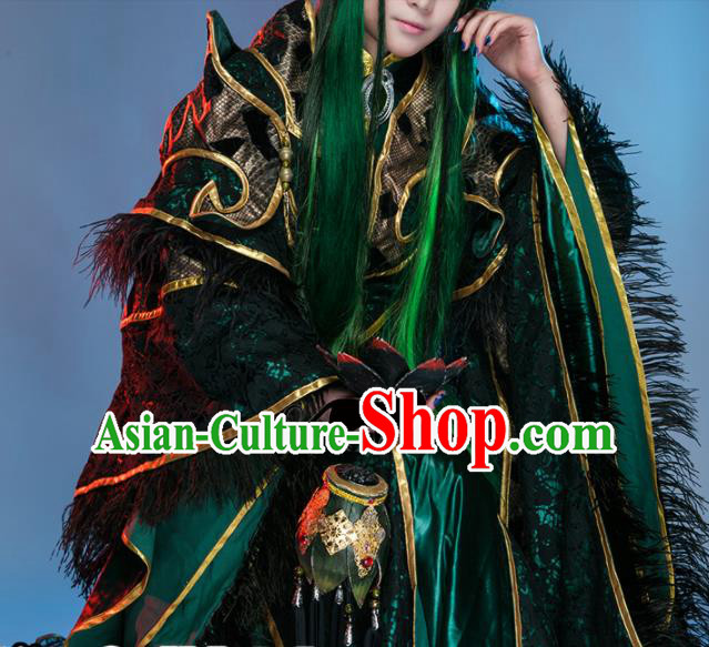 Chinese Traditional Cosplay Royal Highness Feather Costume Ancient Swordsman Hanfu Clothing for Men