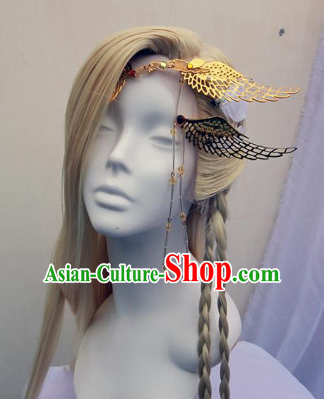 Chinese Traditional Cosplay Knight Prince Wig Ancient Swordsman Wig Sheath for Men