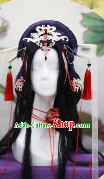 Chinese Traditional Cosplay Peri Wig Ancient Queen Wig Sheath for Women
