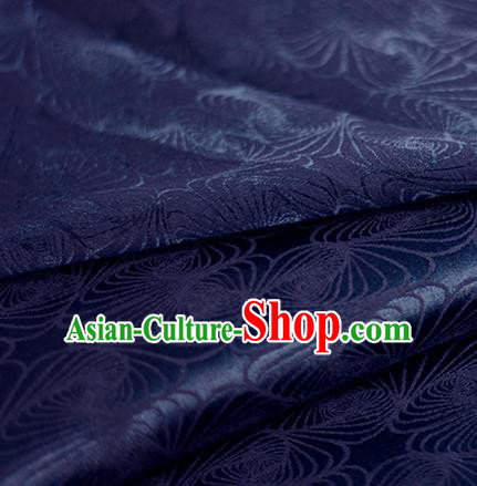 Chinese Traditional Cheongsam Fabric Classical Pattern Navy Brocade Satin Material Silk Fabric