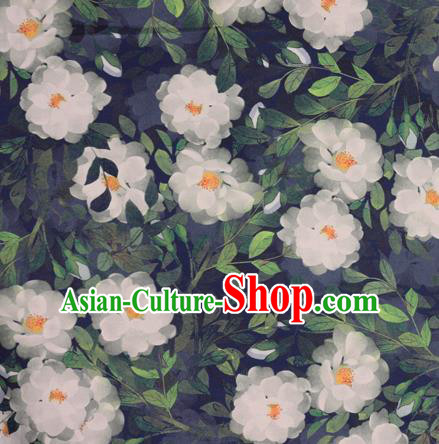 Chinese Traditional Fabric Classical Gardenia Pattern Design Green Brocade Cheongsam Satin Material Silk Fabric